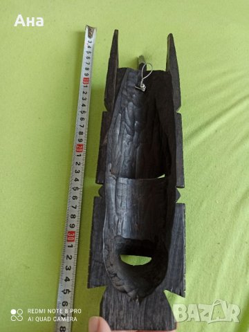 Изящна старинна африканска маска от абанос, снимка 3 - Други ценни предмети - 32240175
