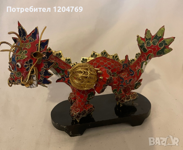Китайски античен червен метален дракон, снимка 1 - Антикварни и старинни предмети - 44909358