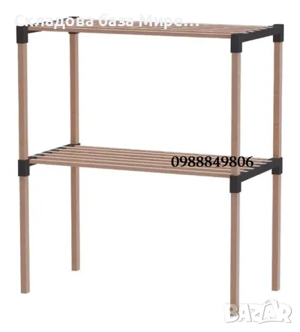Етажерка 2 етажа Естествено дърво, 57x30x64.5 сантиметра, снимка 1