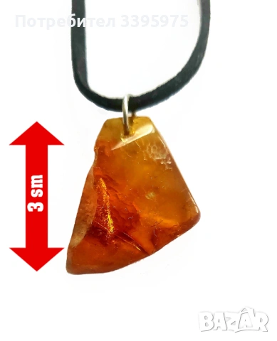Кехлибарен кулон „Балтийско злато“ на кожена връв, снимка 5 - Колиета, медальони, синджири - 53581550