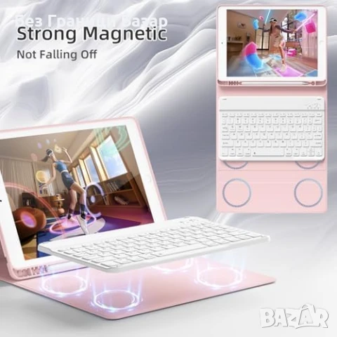 Нов Магнитен Калъф с Клавиатура за iPad 9 8 7 10.2 + Стойка + TPU за таблет, снимка 3 - Друга електроника - 51129965
