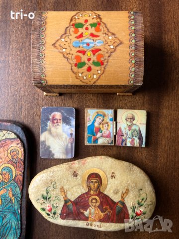 Лот Християнски украшения, кутия пирография, Икони, кръстчета, броеници , снимка 6 - Икони - 43480604