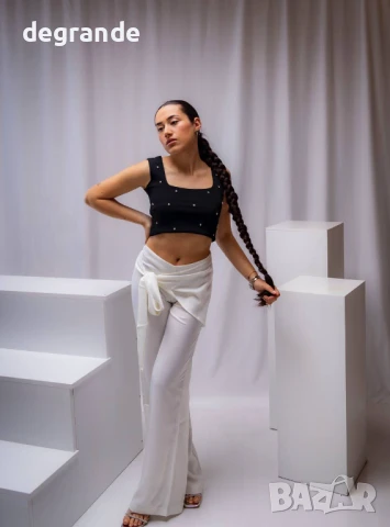 Бял дамски Панталон, снимка 2 - Панталони - 50905382