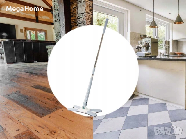 Микрофибърен моп, Въртящ се на 360°, Само изстискващ се, Перящ, Дръжка регулируема до 140 сантиметра, снимка 5 - Мопове, кофи, четки и метли - 53481382