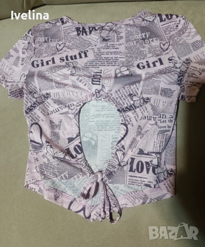 Дамски къси тениски с връзки на гърба, снимка 4 - Тениски - 53527786