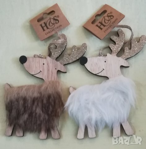Коледни еленчета - дърво и кожа, снимка 2 - Други - 43152773