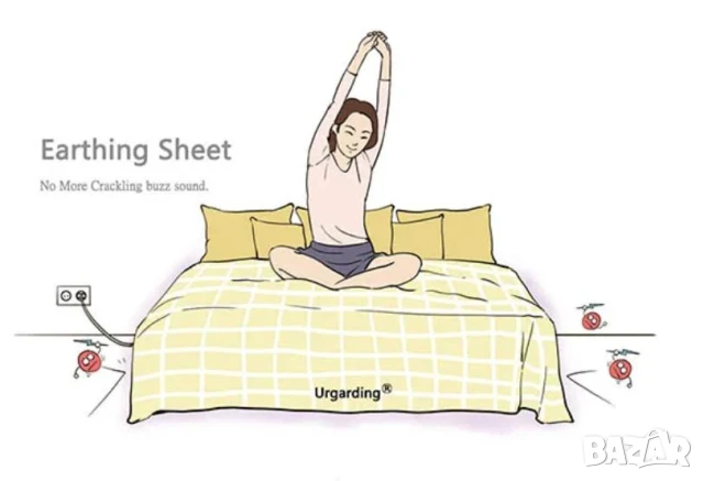 Заземяващо Платно за Заземяване Антистатична Надматрачна Подложка Сребърни Нишки Постелъчно Бельо, снимка 8 - Други - 50783235