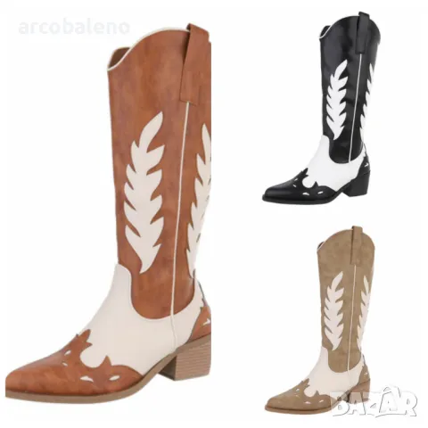 Дамски уестърн и байкърски ботуши, 3цвята 