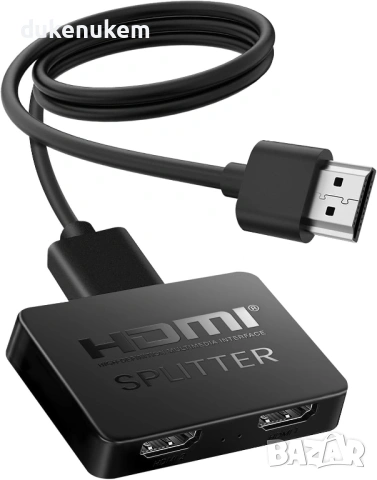 HDMI сплитер 1 вход/2 изхода – 4K дублиране на картина към два монитора едновременно