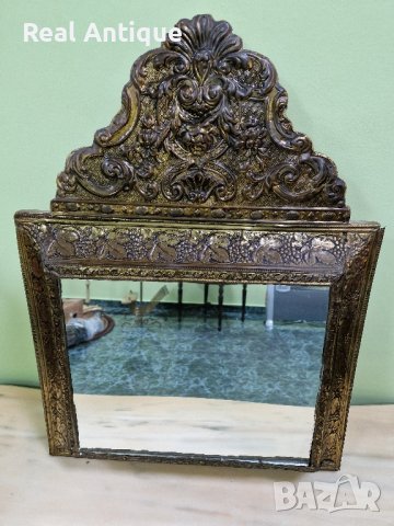 Много красиво антикварно френско огледало с месингов обков , снимка 2 - Антикварни и старинни предмети - 43569650