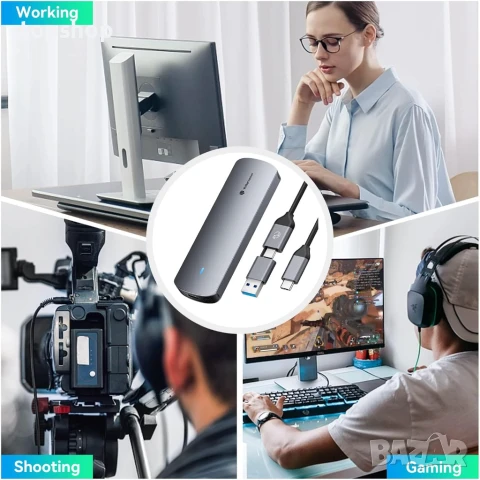 Кутия за M.2 NVMe SATA Yottamaster, USB 3.2 10Gbps SSD с USB C към C кабел за данни, съвместима със , снимка 5 - Кабели и адаптери - 50578757