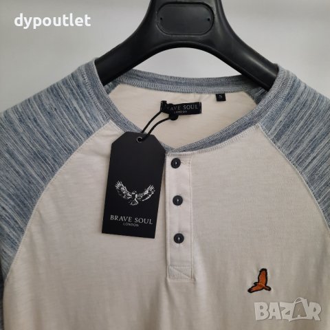 Мъжка памучна блуза с цепка и копчета BRAVE SOUL ,размери -  M, L, XL и XXL .              , снимка 3 - Блузи - 39266204