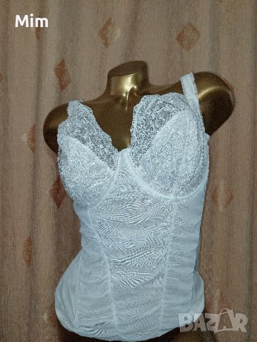  Chantelle 85 F Бял корсет от дантела и еластичен тюл 