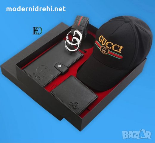 Колан шапка и 2 портфейла уникален комплект Gucci