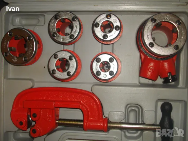ПЪЛЕН ГОЛЯМ КОМПЛЕКТ НОВА ВИНТОНАРЕЗКА ПАФТА ВИНТОРЕЗ ЗА РЕЗБИ НА СТОМАНЕНИ ТРЪБИ С ТРЪБОРЕЗ КЛЮЧОВЕ, снимка 8 - Други инструменти - 48174116