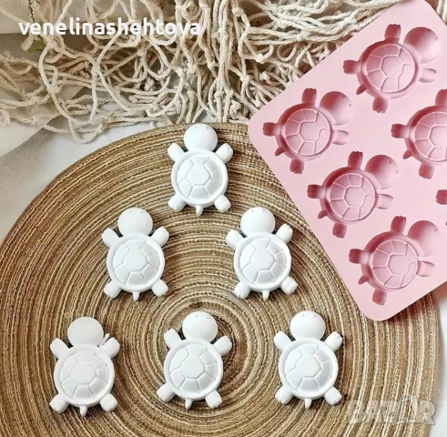 6 костенурки костенурка силиконов молд форма гипс сапун смола шоколад лед фондан за декорация , снимка 2 - Форми - 53107928