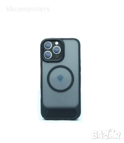 Калъф силикон Dfans Мат MagSafe със стойка /Черна рамка/ за iPhone 16 6.1 Баркод : 3130844, снимка 3 - Калъфи, кейсове - 47597193
