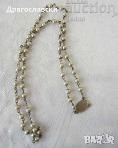 зелен гердан от ръчно стъкло, броеница стара, гердан, перли, обеца, обици, стойка, снимка 9 - Други - 47839005