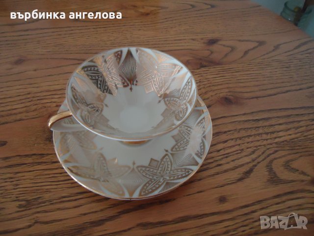 Чашка с подложка баварски порцелан с позлата , снимка 5 - Колекции - 36609952