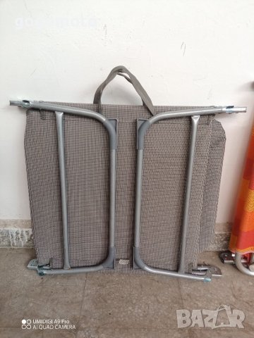 Олекотен шезлонг, сгъваемо легло, туристическо за плаж и градина сив, снимка 16 - Къмпинг мебели - 37622419