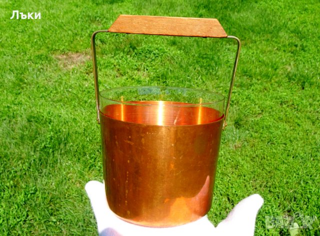 Меден съд за лед,кошница,чиста червена мед плюс стъклен съд. , снимка 8 - Антикварни и старинни предмети - 33341056