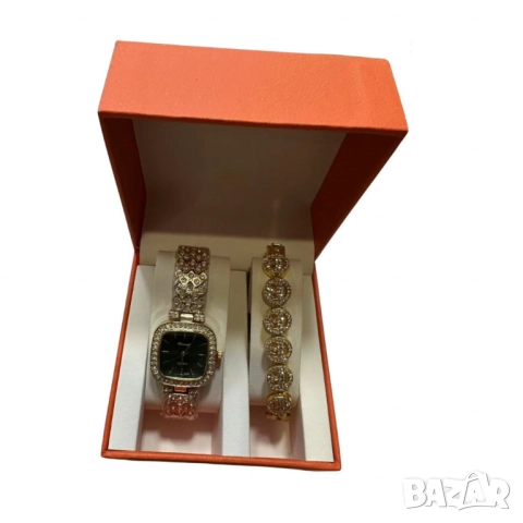 Стилни дамски комплекти, часовник и гривна, снимка 3 - Бижутерийни комплекти - 52055575