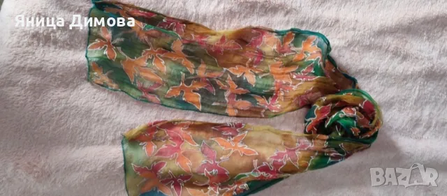 Ръчно рисуван копринен шал