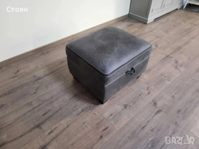 Тъмно сива табуретка от плат с функция ракла, снимка 7 - Дивани и мека мебел - 52010669