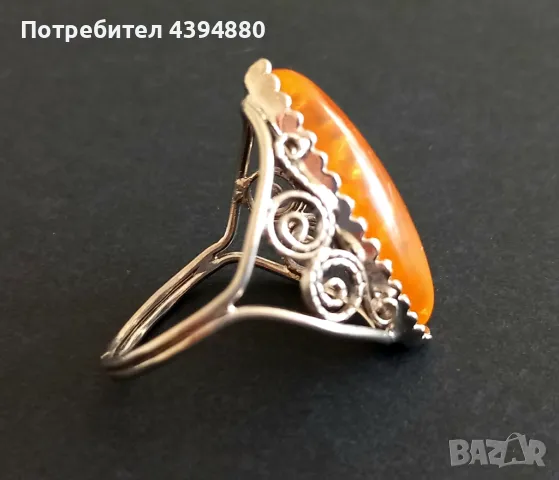 Пръстен с кехлибар , снимка 5 - Пръстени - 49423612