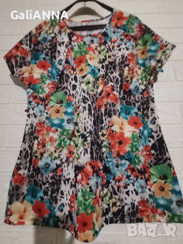 СТРАХОТНА ЦВЕТНА БЛУЗКА РАЗМЕР XL, снимка 2 - Тениски - 40633293