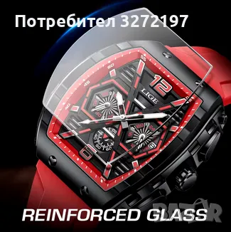 LIGE Кварцов ръчен часовник,Водоустойчив спортен часовник,Силиконова каишка,Хронограф, снимка 5 - Мъжки - 48425513