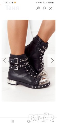 Боти с капзи от еко кожа по модел на Alexander Mqeen, снимка 2 - Дамски боти - 44070348