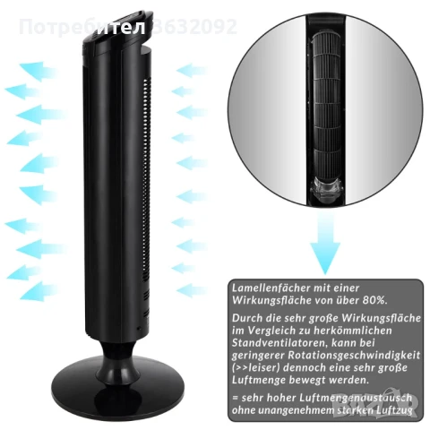 Вентилатор тип кула Monzana с дистанционно управление, снимка 2 - Вентилатори - 46562705