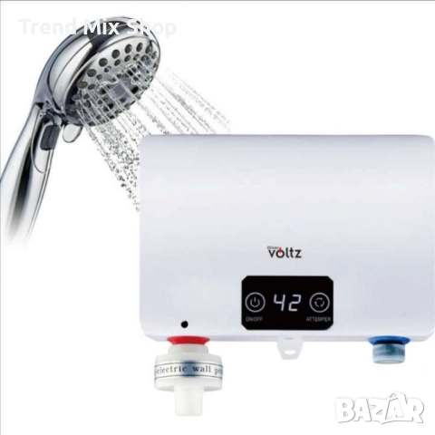 Проточен бойлер, 5500W, до 55° Сензорен панел, Бял