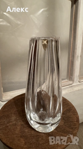 Orrefors Swedenq 1970г –Малка кристална ваза с гравюра., снимка 6 - Вази - 53222185