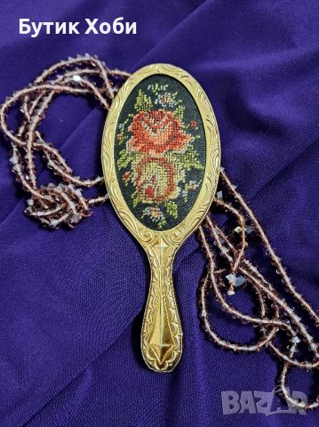 Винтидж находка! Ръчно огледало с микробродерия, снимка 5 - Антикварни и старинни предмети - 43157673