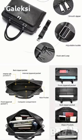 Мъжка елегантна и изискана черна бизнес чанта /Селективна естест. кожа!, снимка 9 - Чанти - 53471226