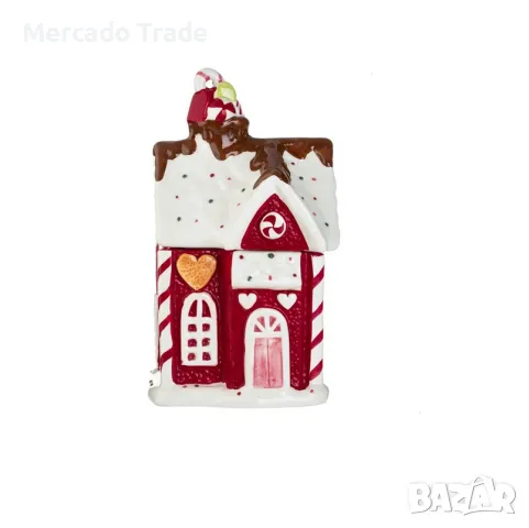 Коледен буркан за бисквитки Mercado Trade, Керамика, Къща, снимка 2 - Кутии за храна - 47641181