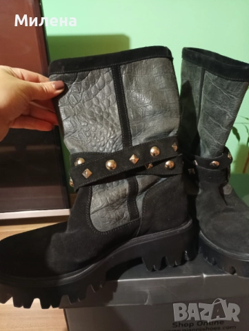 Боти естествена кожа и велур , снимка 4 - Дамски боти - 52589705