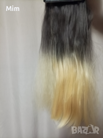 60 см Екстейшан коса омбре черно и руса с черна , снимка 2 - Аксесоари за коса - 36532627