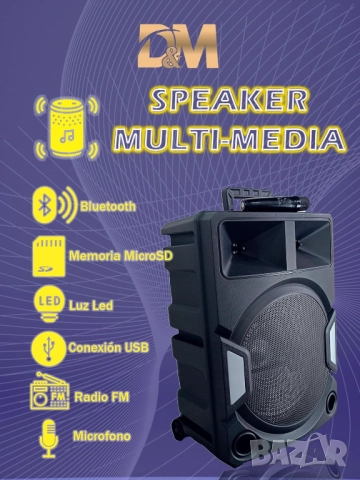 Преносима безжична тонколона ZQS-15112 (15″) Bluetooth,LED осветление RGB SD, USB, AUX микрофон и ди, снимка 4 - Тонколони - 52450892