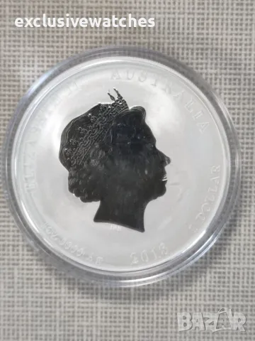 1 унция сребърна монета Australia Lunar II Dog 2018 - Privy Mark Lion, снимка 4 - Нумизматика и бонистика - 47549968