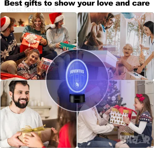 Juventus 3D лампа с дистанционно, 16 цвята димируема, снимка 5 - Футбол - 48543785