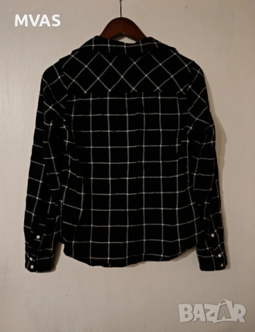 Нова дамска черна карирана риза S размер, снимка 2 - Ризи - 53564917