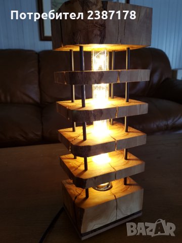 Декоративна лампа от масив (маслина), снимка 4 - Декорация за дома - 32467188