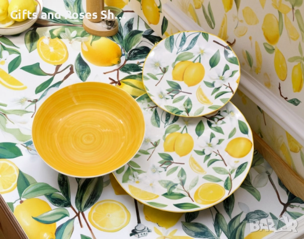 Ново! Порцеланов сервиз за хранене с Лимони/ - 18 части