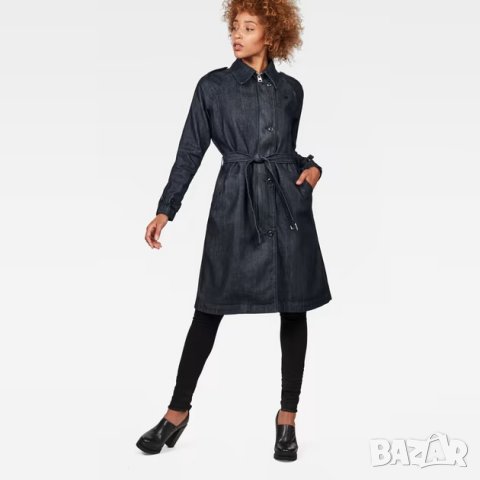 НОВИ и Намалено G-star Minor Denim Classic Trench Дамско Дънково Дълго Яке Дънков Тренч Размер S и M, снимка 2 - Якета - 37622196