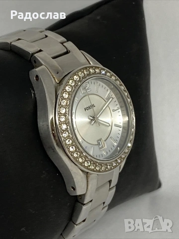 Fossil ES2879 Дамски сребърен кварцов ръчен часовник от неръждаема стомана с аналогов циферблат, снимка 6 - Мъжки - 53599724