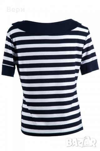Нова дамска моряшка блуза с къс ръкав, широко райе, снимка 18 - Тениски - 27999734