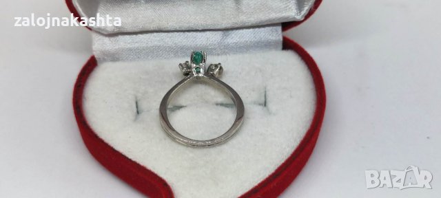 Златен пръстен с Изумруд и брилянти-2,50гр/14кр, снимка 10 - Пръстени - 39790719